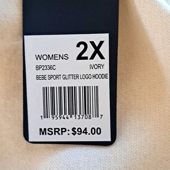 BEBE SPORT GLITTER HOODIE.   2X - Picture 8 of 9